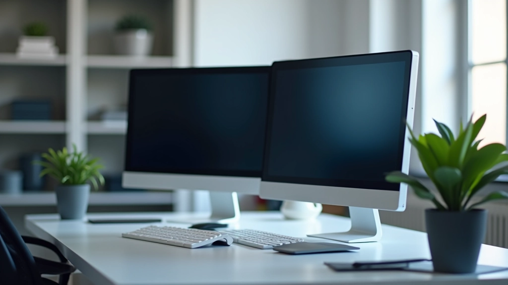 Configurazione ergonomica di due monitor su una scrivania